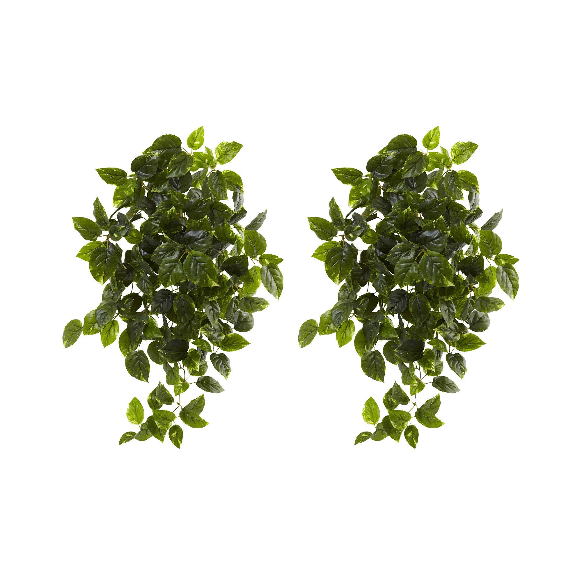 36" UV Resistant Artificial Pothos Hanging Plant, 2ct.